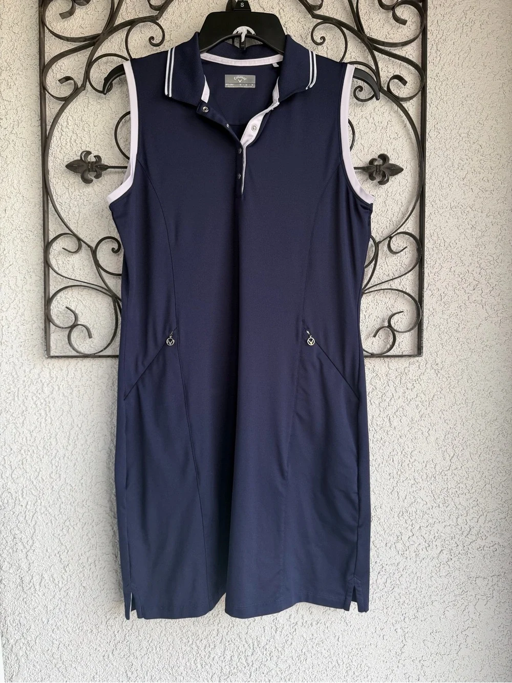 Callaway Sleeveless Navy Polo with White Trim Golf Dress - Picture 4 of 7